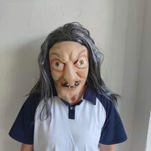 1pc Halloween Witch Horror Mask, Witch Long Hair Latex Hat Mask, Hat Performance Long Hair Old Witch Mask, Multiple Styles Available