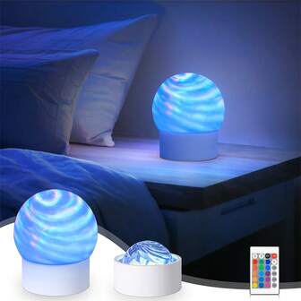 1pc Galaxy Projector Night Light With Remote Control - Ocean Ripple Effect, Underwater Ambiance, USB-Powered UpLight For Bedroom, Living Room, Game Room - Artistic Home Decor & Relaxation Gift, Polished Plastic Body