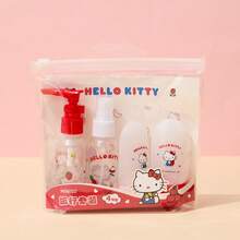 MINISO名创优品Hello Kitty便携旅行套装，瓶身印有经典Hello Kitty图案。套装组合实用贴心，可用于分配洗发水、沐浴露、乳液等，适合飞机、高铁等出行场景。精致女生旅途必备，保持精致。(4件套) - 紅白色 - 查看 1