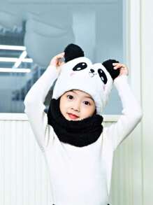 1pc Kids Earflap Hat, Autumn/Winter Warm Windproof Cute Ear Design Beanie Scarf Set For Boys & Girls - Multicolor - View 7