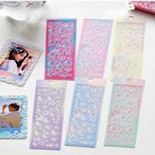 Set de 12 pegatinas Goo-Ka lindas, pegatinas de planificador brillantes y holográficas de estilo coreano, pegatinas decorativas de celebridades de dibujos animados