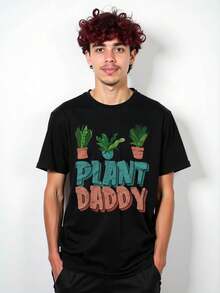 Cactus Planter Pot , Durable Shirt, Fashion Choice, Mens T Shirts, Comfortable For Group Runs Or Solo Jogs In The Park,100 Percent Cotton Shirts, Black Street Graphic Tees, Men's T-Shirt, Funny Graphic Vintage T Shirts,S-XXXL,Christmas And New Year Gifts - 黑色 - 查看 2