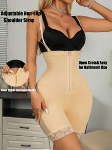 1Pc Women's Corset Top Bottom For Tummy Control Colombianas Body Shaper Zipper Open Bust Butt Lifter Lace Underwear Sheath Flat Belly