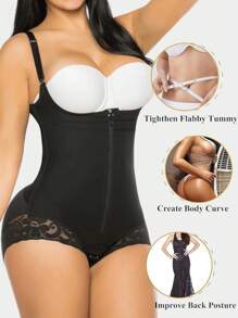 1 Pc Shapewear For Women ,Tummy Control Fajas Colombianas Body Shaper ,Zipper Open Bust Bodysuit,Tight  Body Shaper,Shapewear Bottoms,Black Shorts,Suitable For Various Occasions