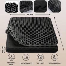Gel Seat Cushion, Double Thick Egg Gel Cushion For Pressure Pain Relief, Breathable Wheelchair Cushion Chair Pads For Car Seat Office Chair (16x14x1.65inch)-973700 - 2-黑色1614165英寸 - 查看 6