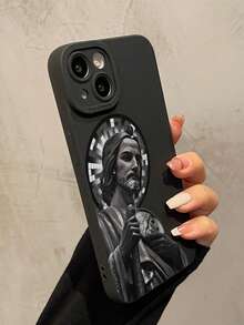 1 chiếc ốp lưng điện thoại TPU chống sốc, in hình tượng thần màu đen, bao phủ toàn bộ màn hình, tương thích với Apple 16, 15, 14, 13, 12, 11 Pro Max, chống nước, chống rơi vỡ và chống trầy xước. - Nhiều màu - Xem 3