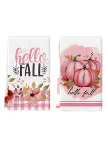 2pcs Fall Decor Thanksgiving Welcome Autumn With A Bountiful Harvest Of Pumpkins, Autumn Flowers And Fruits Kitchen Towel Cleaning Cloth Colorful Style Pattern Hand Tea Towel Bathroom Hand Towel Thanksgiving Party And Holiday Decoration Kitchen Home Decoration Cooking Supplies Table Decoration Kitchen Drying Tableware Washing Dish Drying Suitable For Kitchen Restaurant Daily Cleaning Gift For Friends Pink Pattern