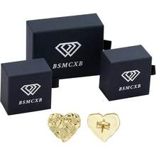 14k Gold Plated Rough Textured Cookie Heart Shape Nugget Stud Earrings Men/Women Unisex - M(10mm) - Xem 6