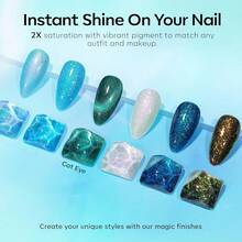 Cat Eye Gel Nail Polish Set, 6 Colors 9D Glassy Cat Eye Glitter Gel Polish Black Red Purple Blue Silver Brown Nail Polish All Seasons With Magnet Soak Off Led DIY Salon Gift-842643 - A-2 海洋極光 - 查看 3