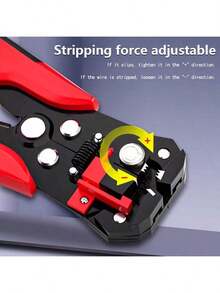 HALMAN 1 pieza Pelacables automático de electricista, multifuncional con rango de pelado de cables de 24-10AWG/0,2-6mm², para pelar, encintar, cortar cables rápidamente, adecuado para ingeniería eléctrica, instalación doméstica o mantenimiento de electrodomésticos, también llamado pelacables, cortador de cable - Rojo - Ver 4