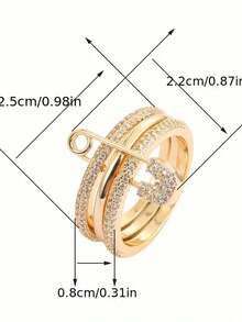 1pc 18K Gold Plated Copper 3-Layer Stackable Tri-Color Ring, Charming & Quality Jewelry Suitable For Daily Wear, Shopping, Dating, Gift For Women - Ring - View 9