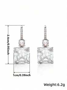 一对优雅的黄色立方氧化锆水滴耳环，适合作为情人节礼物送给女性。 - 銀色 - 查看 7