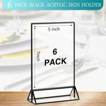 4 Pack4x6inch 5 X 7 Inch Clear Acrylic Sign Holder With Borders And Vertical Stand, Double Sided Table Menu Holders Picture Frames For Restaurant Signs, Wedding Party Table Numbers