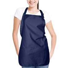 Aprons Commercial Restaurant Home Residential Bib Spun Poly Cotton - 3 Pockets - Navy Blue - View 6