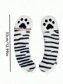 1pc Cute Cartoon Tiger Claw Printed Self Adhesive Toilet Pad - Ultra Soft Microfiber Anti Slip Bathroom Patch, Suitable For Home Bathroom Decoration In All Seasons, Comfortable Sitting Experience, Fun Design, Plush Texture