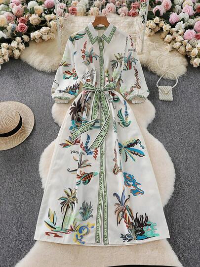 春夏女士休闲立领开衫和系带亚麻连衣裙，非常适合度假和假日穿着。