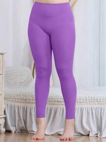 1pc Women Plus Size Fashionable Sheer & Stretchy 7/8 Leggings Tight Pants