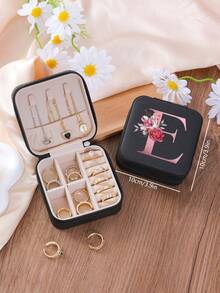 1 件花卉首字母首饰盒、A-Z PU 皮革白色便携式旅行首饰盒、蓝色首饰收纳盒、黑色迷你便携式拉链首饰盒、项链、戒指吊坠、手链、耳环收纳盒、首饰包装盒，适用于母亲的礼物、结婚礼物、伴娘礼物、周年纪念礼物、圣诞礼物和女朋友的精品礼物。 - 彩色 - 查看 26