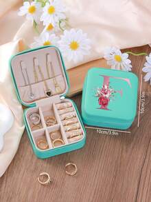 1 件花卉首字母首饰盒、A-Z PU 皮革白色便携式旅行首饰盒、蓝色首饰收纳盒、黑色迷你便携式拉链首饰盒、项链、戒指吊坠、手链、耳环收纳盒、首饰包装盒，适用于母亲的礼物、结婚礼物、伴娘礼物、周年纪念礼物、圣诞礼物和女朋友的精品礼物。 - 彩色 - 查看 45