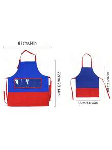 hoojojo 1 Peça Avental Criativo, Azul, Amarelo, Tamanho, Avental com Bolso, Avental de Drama, Livro de Imagens de Histórias, Adereços de Narração de Histórias, Adereços de Jogos Interativos, Família, Sala de Aula, Festa, Materiais Didáticos, Volta às Aulas