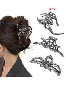 2pcs/1pc Unique Creative Dark Metal Skull Hair Clips,Punk Street Style Hair Claw Barrettes,Fashion Versatile Hair Accessories - Multicolor - View 11