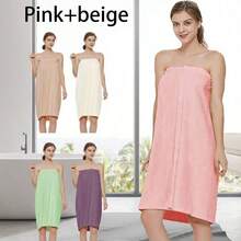 Peignoir ultra-doux et ajustable pour femmes avec fonction de jupe-serviette amovible, qui peut sécher rapidement et conserver la température après la douche. Confortable et respirant pour le spa et le sauna. Portable et facile à emporter, empêchant l'exposition. La version ample avec design ajustable peut s'adapter à différentes formes et styles. - Multicolore - Voir 15