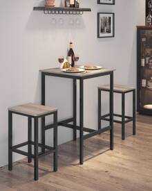 VASAGLE Bar Table, Small Kitchen Dining Table, High Top Pub Table, Height Cocktail Table For Living Room Party, Sturdy Metal Frame, 23.6 X 23.6 X 36.2 Inches For Narrow Spaces, Greige And Black - Beige - View 2