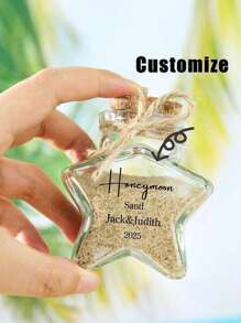 Custom Mini Glass Jars, Honeymoon Sand Keepsake Jar Glass Bottle, Custom Sand Jar Heart Bottle, Custome With Name&Text, Cylinder Honeymoon Glass Jar, With Wood Cork Small Glass Bottles Personalised Honeymoon Sand Bottle Custom Sand Keepsake Jar Glass Vials With Corks For Wedding Party Favors, Diy Crafts, Travel, Bride Or Newlywed Couple, Bride Gift Couple Gift Vacation Sand Jar Beach Honeymoon Memory, Wedding Engagement