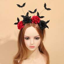 1件万圣节趣味氛围3D头箍，玫瑰花3D蝙蝠造型派对头箍，发饰，节日配饰，发带，发箍，女士发箍，秋季服装，万圣节服装，节日必备美妆家居卧室装饰 - 彩色 - 查看 9