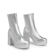 Women's Chunky Platform Ankle Boot High Block Heels Square Toe Lightweight Comfort Party Dress Booties Shoes For Women Women's Chunky Platform Ankle Boot High Block Heels Square Toe Lightweight Comfort Party Dress Booties Shoes For Women - 銀色 - 查看 9