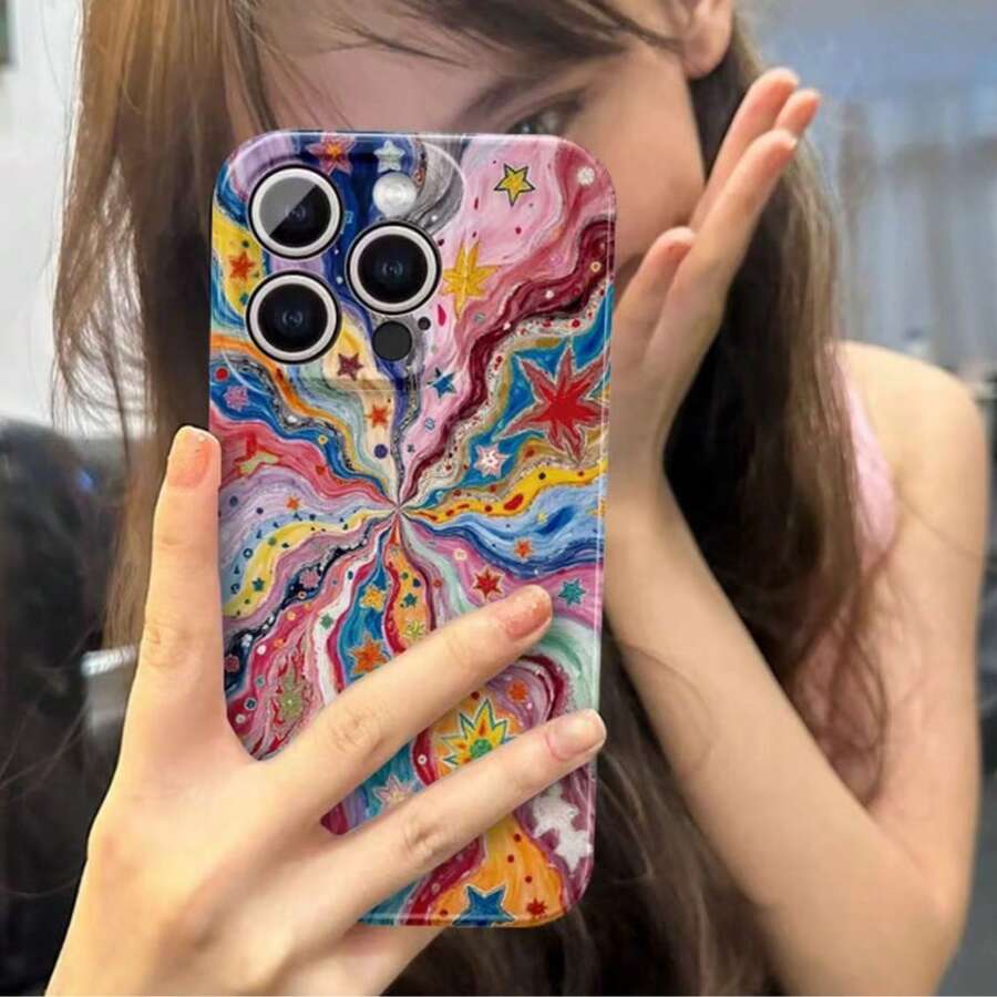 彩绘涂鸦彩虹梦境苹果16手机壳 15Promax 贴膜 14 硬壳 13 新款 12/11 高级 - 彩虹夢境 - 查看 1