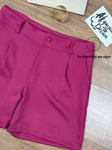 Shorts Feminino Alfaiataria Formal e Elegante  com Zíper lateral - Pink - Visão 2