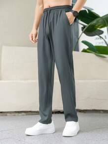 Boyfriend Style Men's Casual Sport Pants, Lightweight, Breathable, Drawstring Waist Pants, Summer
