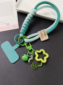 1pc Woven Phone Lanyard, Short Anti-Drop Wrist Strap, Suitable For Any Phone Case, Star Pendant, Women