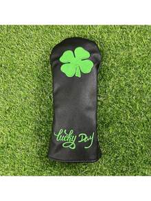 1pc Golf Club Head Cover With Lucky Four-Leaf Clover Pattern: Durable, Golf Club Accessory Protective Sleeve To Provide The Best Protection For Your Golf Club - Black - View 8