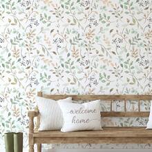 1卷波西米亚风格纹理树叶壁纸，可移除可剥离，美丽的浅色背景壁画，适用于房间、客厅、走廊装饰，家居装饰墙面艺术，自粘壁纸，房间装饰，厨房，卧室，客厅装饰 - WP345A - 查看 6