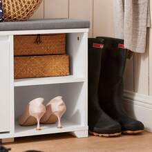 SoBuy FSR119-W, Hallway Shoe Bench Shoe Rack Shoe Cabinet With Seat Cushion And Flip-Drawer - 白色 - 查看 7