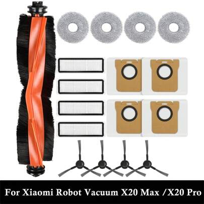 Accesorios compatibles con la aspiradora robot X20 Max / X20 Pro / Mijia M30 D102, que incluyen: rodillo principal, cepillo lateral, filtro HEPA, paño de limpieza, bolsa de polvo