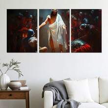 3pcs Retro Religious Jesus And Roman Soldier Wall Arts Canvas Posters, High-Definition Printing Optional Frame, Living Room, Bedroom, Office, Cafe, Gym - Classic Gothic Style Home Decoration, Perfect Gift - Multicolor - View 7