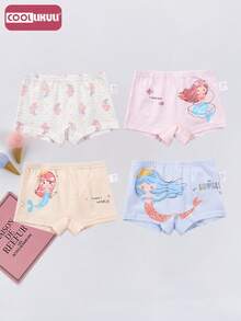 Coollikuli 8 Pairs Of Pure Cotton Briefs For Young And Colorful Girls (Little Young Girl) For All Four Seasons, Comfortable And Soft For Medium And Large Baby Girls, Cartoon Mermaids, Letters, Hearts, Strawberries, Bears, Ducks, Chicks - Multicolor - View 5