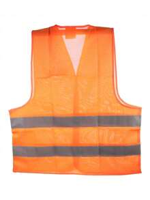 Chaleco de Seguridad Reflectante Naranja, 100% Poliéster Respirable, Ideal para Trabajos al Aire Libre, Construcción y Ciclismo Nocturno - Naranja - Ver 7