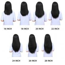 Guleless Wig 38inch Long Silky Straight Wigs With Bangs Full Machine Made Glueless Human Hair Wigs With Bangs Human Hair - Natural Black - 查看 9