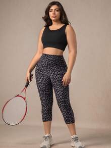 XianBinXiu 1件装女士无缝性感豹纹高弹力瑜伽裤，高腰提臀塑形紧身裤，适合跑步、健身锻炼，加大码灰色紧身打底裤，带收腹功能，适合运动、跑步、瑜伽，豹纹图案设计 - 彩色 - 查看 11