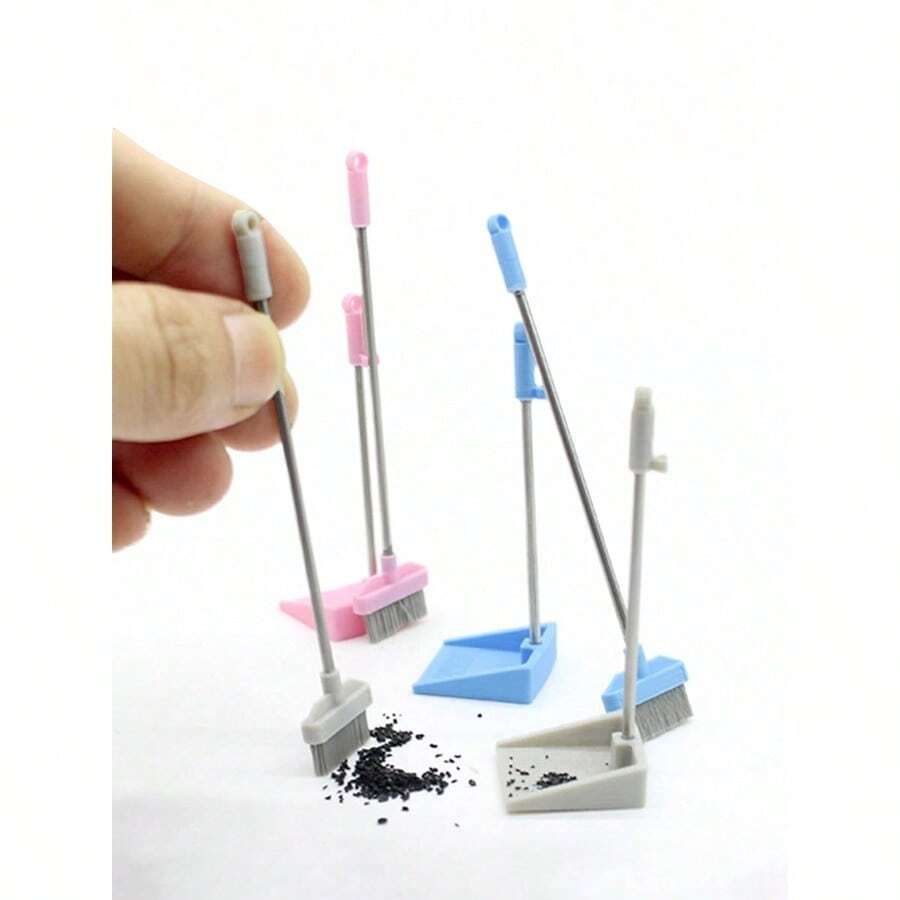 1 set 1/12 Escala Herramientas de Limpieza en Miniatura para Casa de Muñecas: Escoba y Recogedor Pequeños, Accesorios de Decoración de Saneamiento para Escena de Baño - Multicolor - Ver 1