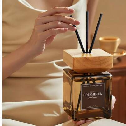 1pc 500ml/1pc 200ml Hotel Grade Flameless Essential Oil Rattan Reed Diffuser, Long Lasting Fragrance - Suitable For Elegant Bedroom Decor, Room Decor, Home Decor