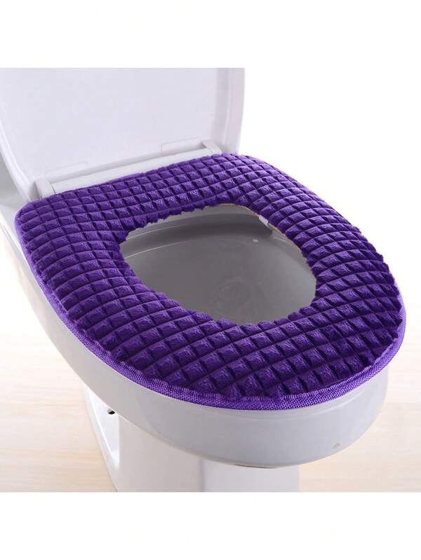 1 Stück weiches Toilettendeckel-Cover - Bequemes, waschbares Toilettensitz-Kissen - Dickes, flauschiges Polyurethanschaumkissen, passend für die meisten Badezimmer-Toilettensitze (Lila, Grau)