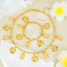 1 Set Dubai Vintage Wedding Jewelry Set 21k Gold Plated Arabic Muslim Punk Hip Hop Necklace Middle Eastern Women Jewelrys - Jewelry Set - View 17