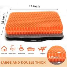 19.7" Gel Seat Cushion, Super Large & Thick Office Chair Cushion For Long Sitting - Back Hip Tailbone Pain Relief Cushion, Egg Seat Cushion Desk Chair Pads For Cars Wheelchair - Fits Up To 350 Lbs-222684 - 橙色較大 - 查看 6