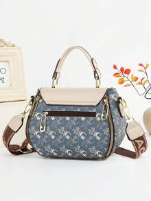 Nouveau sac à main à la mode avec imprimé lettres pour femmes, sac fourre-tout professionnel pour le trajet - Bleu azur - Voir 4