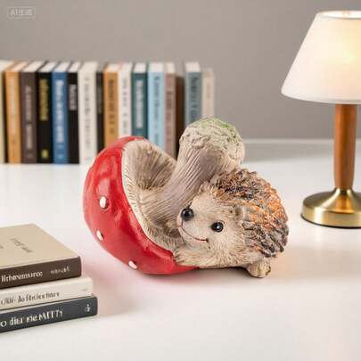 Cute Hedgehog, Mushroom, Resin Figurine Decor, Home Office Small Ornament, Outdoor Garden Lawn Decoration